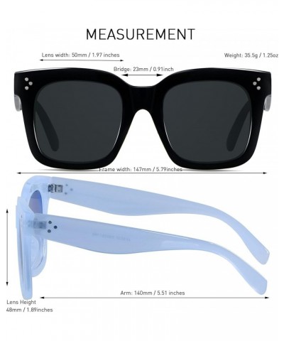 Oversized Sunglasses for Women Big Large Square Wide Frame Shades Retro Trendy Fashion UV Protection (2pack)black+blue SIZE: ...