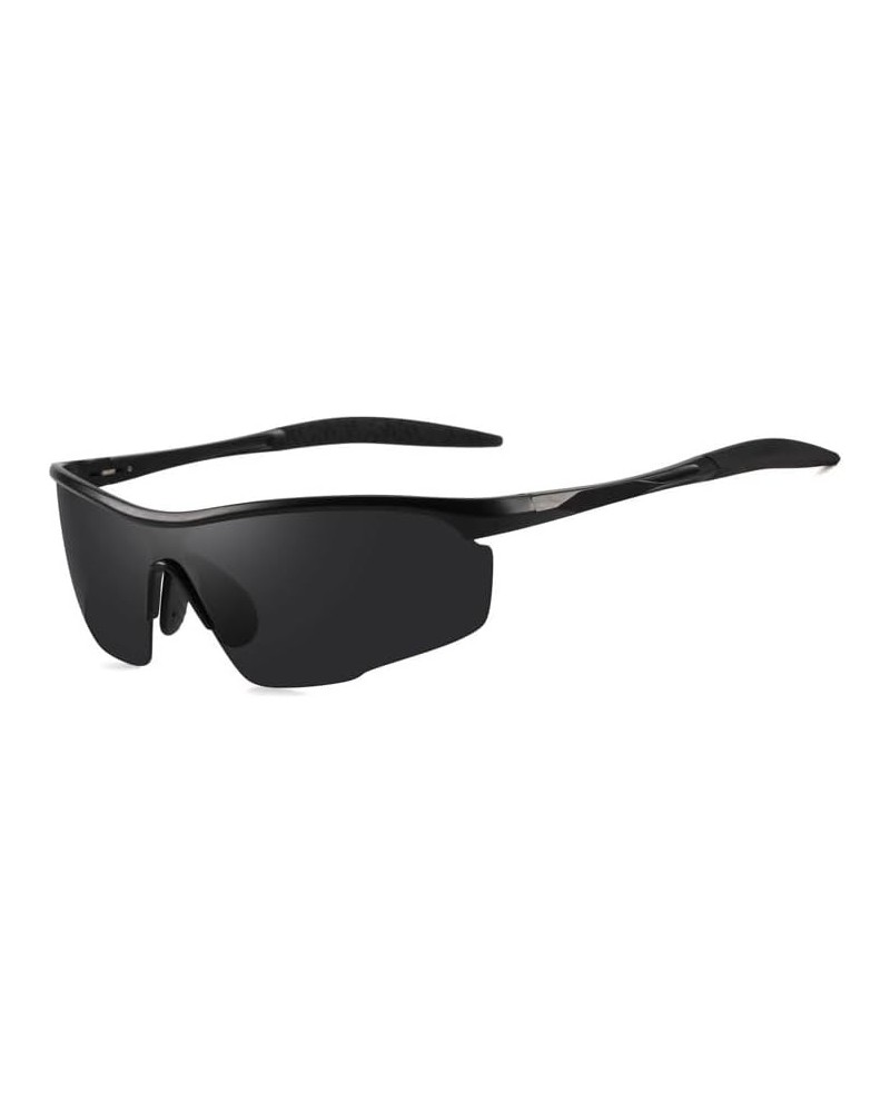 Al-Mg metal Polarized Sunglasses for Men, Sunglasses for Outdoor Sports, Cycling, Fishing, and Driving Black+black $13.76 Round