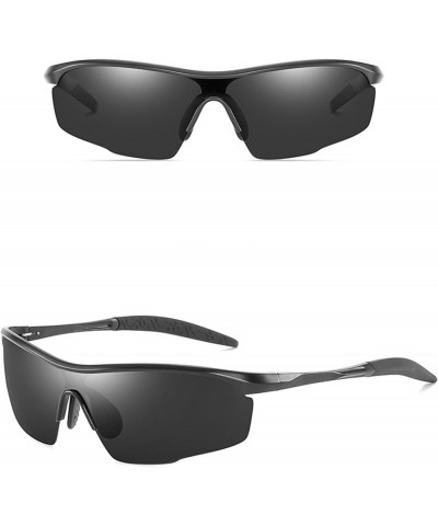 Al-Mg metal Polarized Sunglasses for Men, Sunglasses for Outdoor Sports, Cycling, Fishing, and Driving Black+black $13.76 Round