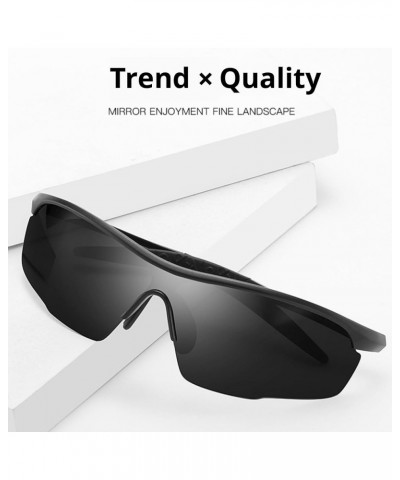 Al-Mg metal Polarized Sunglasses for Men, Sunglasses for Outdoor Sports, Cycling, Fishing, and Driving Black+black $13.76 Round