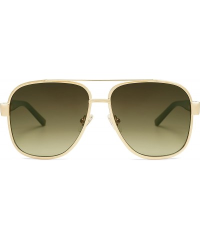 Classic Retro Square Aviator Sunglasses for Women Men UV400 Bold Oversized Aviators SJ1214 Gold/Gradient Green $10.91 Aviator