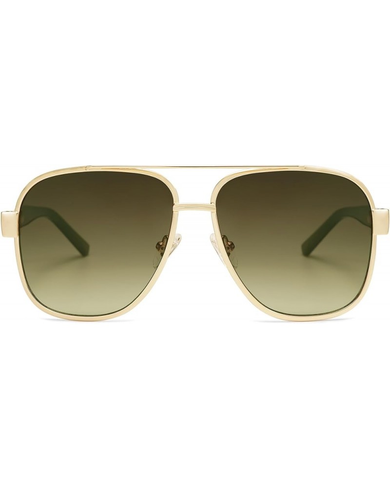 Classic Retro Square Aviator Sunglasses for Women Men UV400 Bold Oversized Aviators SJ1214 Gold/Gradient Green $10.91 Aviator