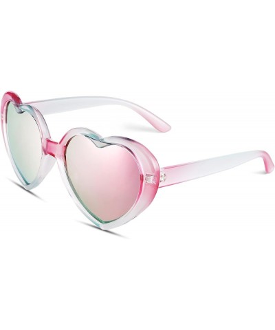 Red Heart Sunglasses for Women Polarized Heart Shaped Glasses Cute Eyewear C4* Multicolor/Pink Mirror $6.11 Heart