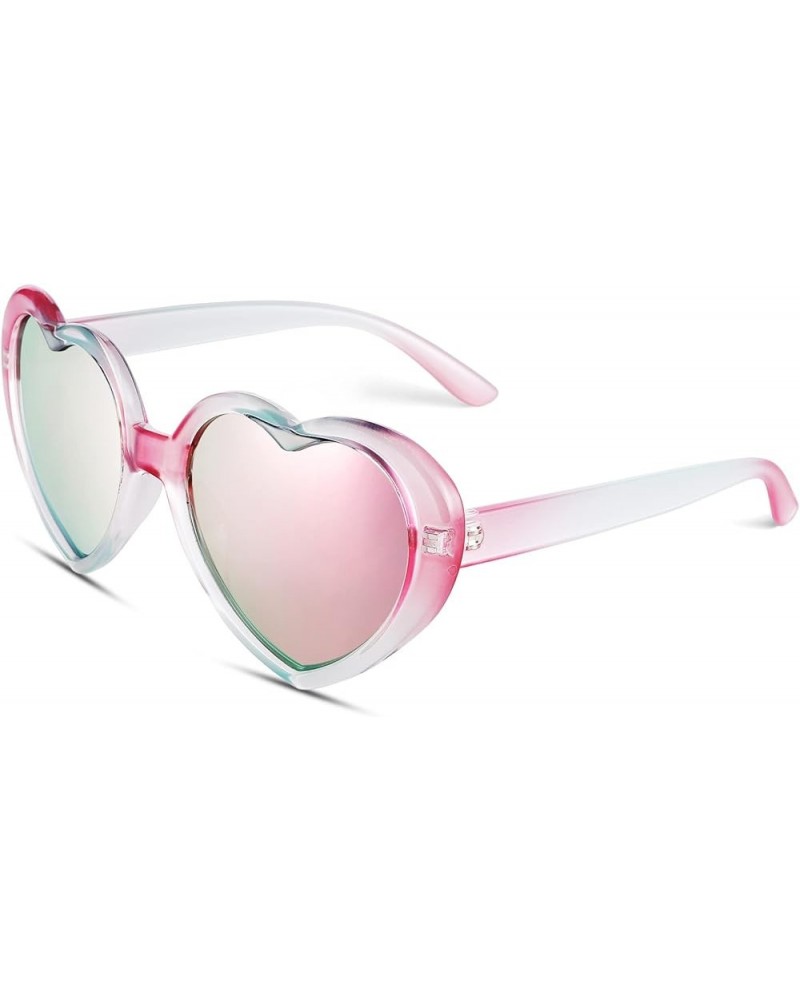 Red Heart Sunglasses for Women Polarized Heart Shaped Glasses Cute Eyewear C4* Multicolor/Pink Mirror $6.11 Heart