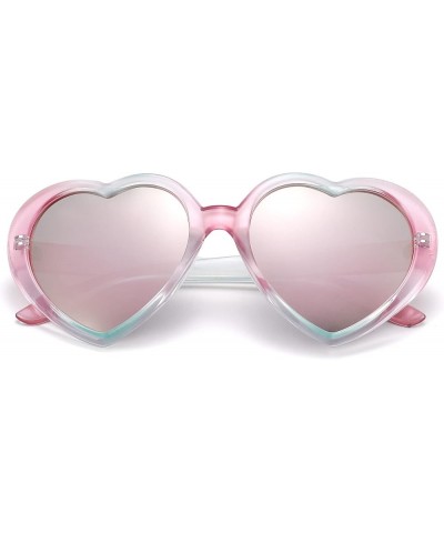 Red Heart Sunglasses for Women Polarized Heart Shaped Glasses Cute Eyewear C4* Multicolor/Pink Mirror $6.11 Heart