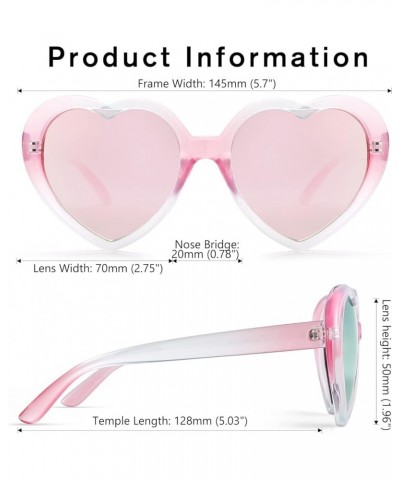 Red Heart Sunglasses for Women Polarized Heart Shaped Glasses Cute Eyewear C4* Multicolor/Pink Mirror $6.11 Heart