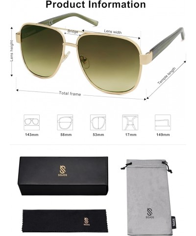 Classic Retro Square Aviator Sunglasses for Women Men UV400 Bold Oversized Aviators SJ1214 Gold/Gradient Green $10.91 Aviator