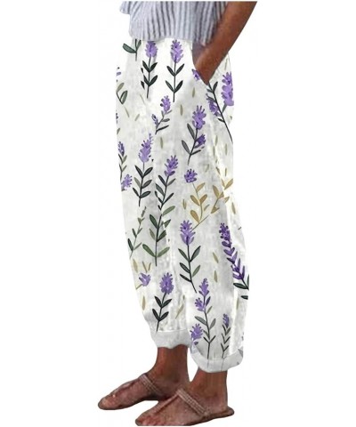 Women Spring and Summer Fashion Casual Printed Trousers Pocket Casual Pants Yoga Trouser Pant Purple 2 $10.43 Oversized