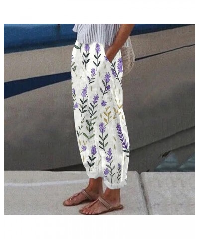 Women Spring and Summer Fashion Casual Printed Trousers Pocket Casual Pants Yoga Trouser Pant Purple 2 $10.43 Oversized