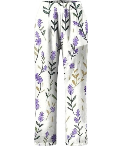 Women Spring and Summer Fashion Casual Printed Trousers Pocket Casual Pants Yoga Trouser Pant Purple 2 $10.43 Oversized