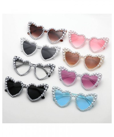 New In Luxury Fine Shimmering Love Pearl Sun Glasses Women Heart Glasses Casual Bling Sunglasses Black $10.16 Designer