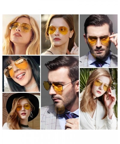 Aviator Night Vision Driving Glasses Anti Glare Polarized Nighttime Glasses HD Yellow Lens (Ys) Gold Frame-night Vision Lens ...