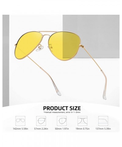 Aviator Night Vision Driving Glasses Anti Glare Polarized Nighttime Glasses HD Yellow Lens (Ys) Gold Frame-night Vision Lens ...