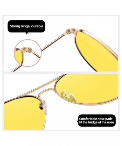 Aviator Night Vision Driving Glasses Anti Glare Polarized Nighttime Glasses HD Yellow Lens (Ys) Gold Frame-night Vision Lens ...