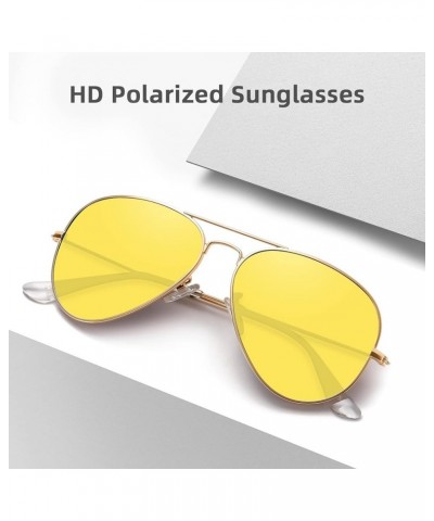 Aviator Night Vision Driving Glasses Anti Glare Polarized Nighttime Glasses HD Yellow Lens (Ys) Gold Frame-night Vision Lens ...