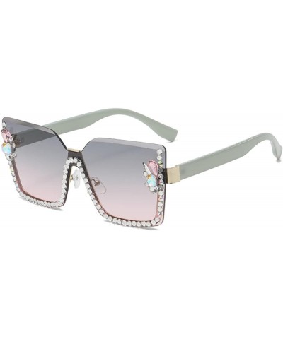 Sunglasses for women Rimless Shining Oversized Rhinestone Women's Fashion Sunglasses Sunnies Green $11.75 Rectangular