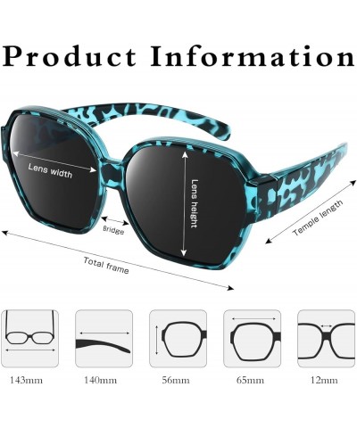 Square Oversized Polarized Fit Over Sunglasses Over Glasses with Lightweight Large Frame for Woman Man F01-blue Leopard Black...