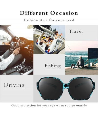 Square Oversized Polarized Fit Over Sunglasses Over Glasses with Lightweight Large Frame for Woman Man F01-blue Leopard Black...