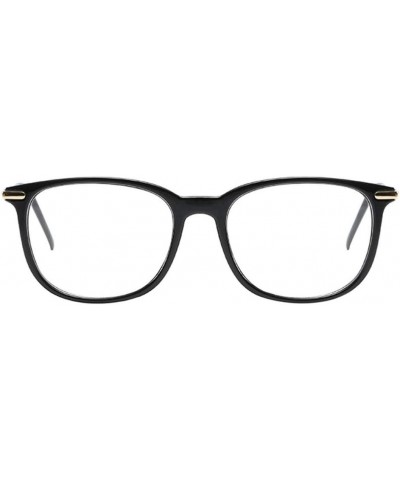 Women Retro Square Frame Eyeglasse Metal Temple Horn Rimmed Clear Lens Bright Black $8.63 Round