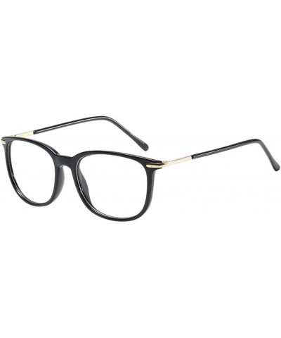 Women Retro Square Frame Eyeglasse Metal Temple Horn Rimmed Clear Lens Bright Black $8.63 Round