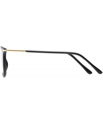 Women Retro Square Frame Eyeglasse Metal Temple Horn Rimmed Clear Lens Bright Black $8.63 Round