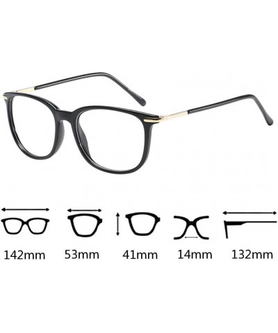 Women Retro Square Frame Eyeglasse Metal Temple Horn Rimmed Clear Lens Bright Black $8.63 Round