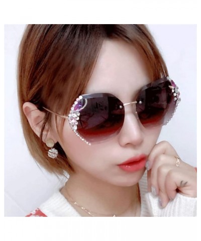 2022 NEW Woman Rimless Diamond Sunglasses, Oversized Gradient Diamond Sunglasses, Polygonal Sunglasses UV Protection Top Grey...