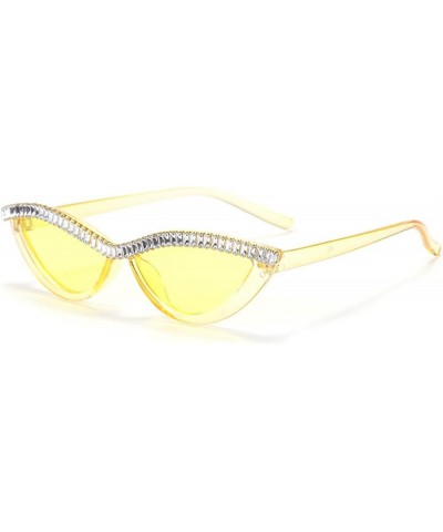 Fashion Diamond Small Cat Sunglasses Women Retro Rhinestone Pink Sun Glasses Sexy Crystal Goggle Men 3pcs Blue+red+yellow $11...