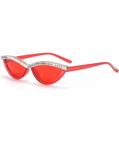 Fashion Diamond Small Cat Sunglasses Women Retro Rhinestone Pink Sun Glasses Sexy Crystal Goggle Men 3pcs Blue+red+yellow $11...