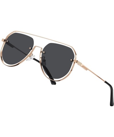 UV400 Men Sunglasses Protection Mirror Lens, Fashion Vintage Gold-gray $11.20 Aviator