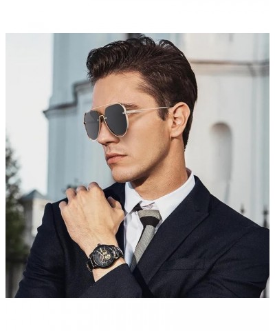 UV400 Men Sunglasses Protection Mirror Lens, Fashion Vintage Gold-gray $11.20 Aviator