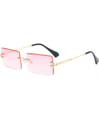 mincl/Fashion Small Rectangle Sunglasses Women Ultralight Candy Color Rimless Ocean Sun Glasses Gold&pink $10.25 Rimless