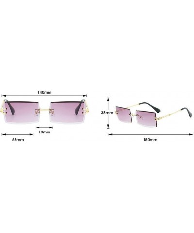 mincl/Fashion Small Rectangle Sunglasses Women Ultralight Candy Color Rimless Ocean Sun Glasses Gold&pink $10.25 Rimless