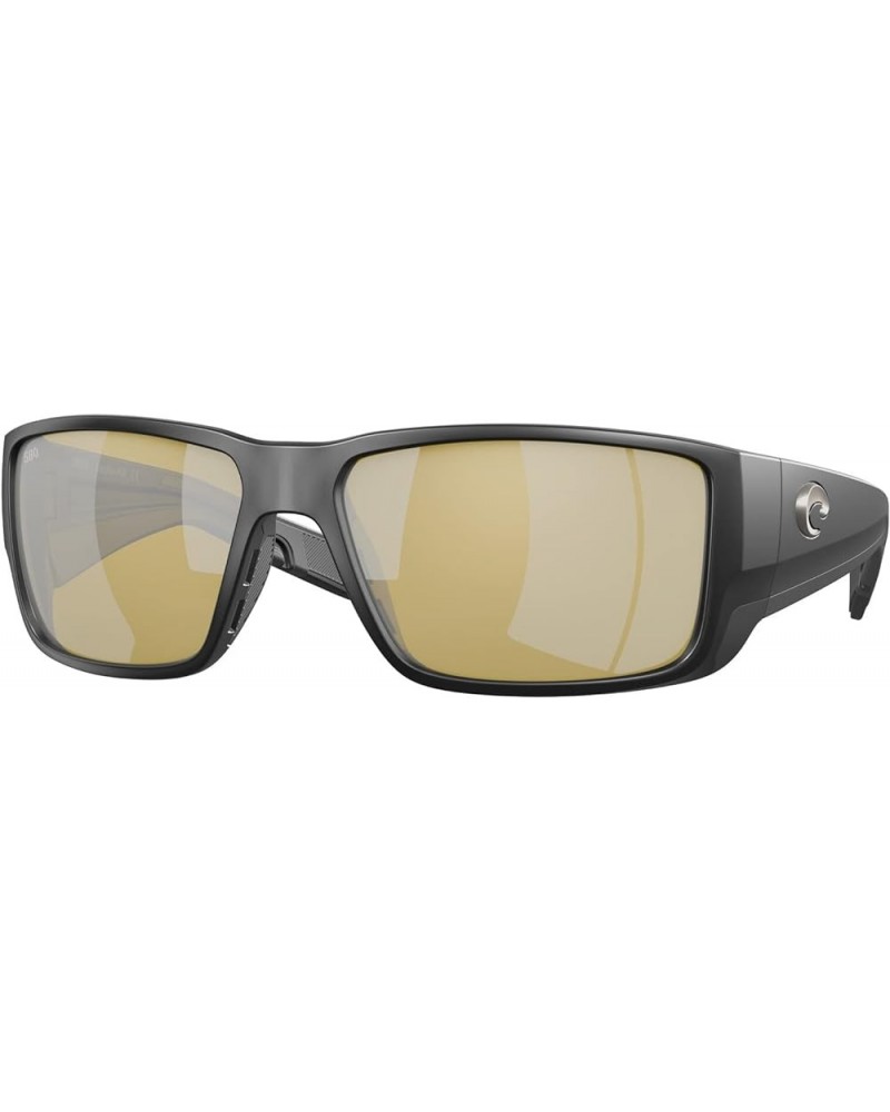 Men's Blackfin Pro Rectangular Sunglasses Matte Black/Sunrise Silver Mirrored Polarized-580g $124.74 Rectangular