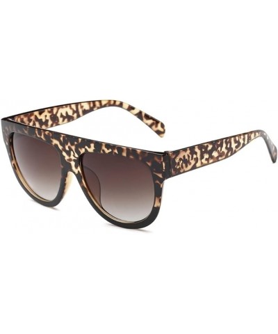 Plastic Bold Flat Top Round Sunglasses Leopard Black+grey $10.44 Square