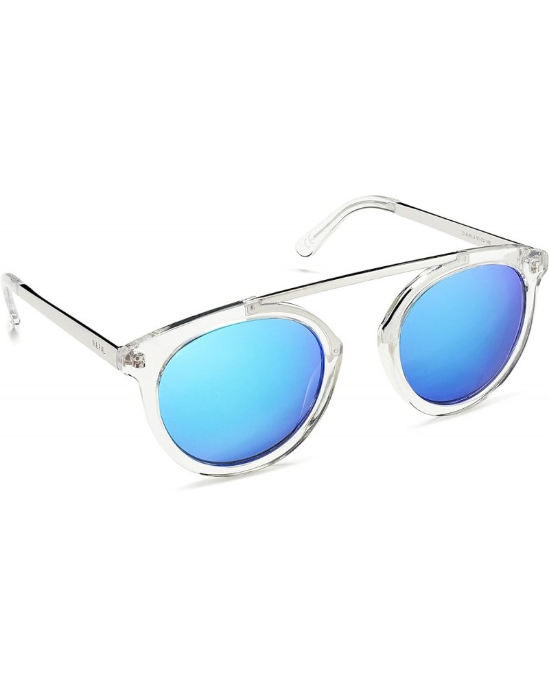 Women's Sunglasses –Designer Round Clear Plastic Frame, Colored Lenses Azure Screen $26.99 Round