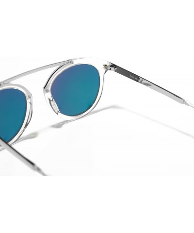 Women's Sunglasses –Designer Round Clear Plastic Frame, Colored Lenses Azure Screen $26.99 Round