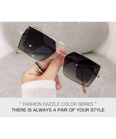 Square Female Trend Retro Sunglasses Street Shot Vacation Sunshade Beach Glasses (Color : B, Size : Medium) Medium B $18.29 D...