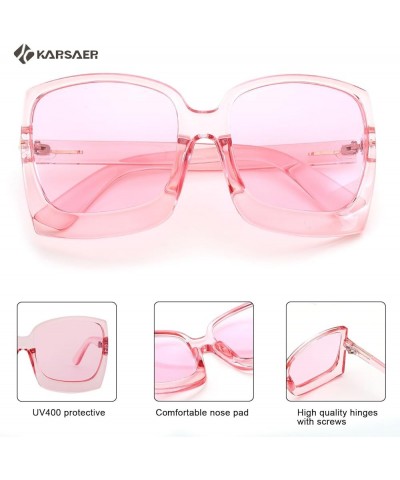 Retro Square Round Oversized Women Sunglasses Large Frame Vintage Women Shades K7075 Clear Pink/Clear Pink Lenses $9.90 Overs...