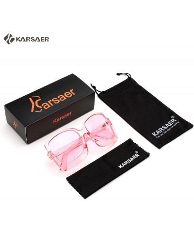 Retro Square Round Oversized Women Sunglasses Large Frame Vintage Women Shades K7075 Clear Pink/Clear Pink Lenses $9.90 Overs...