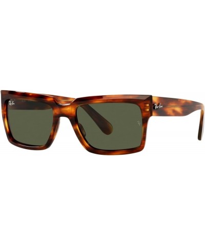 Rb2191f Inverness Low Bridge Fit Rectangular Sunglasses Striped Havana/Green $50.01 Rectangular