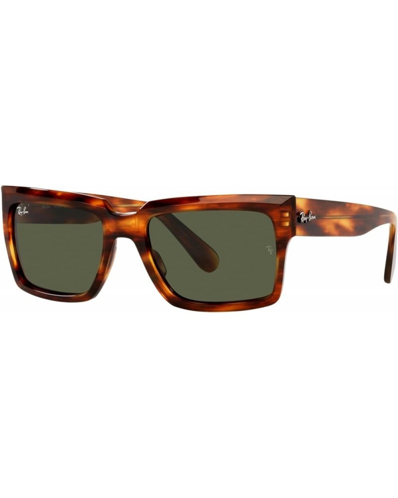 Rb2191f Inverness Low Bridge Fit Rectangular Sunglasses Striped Havana/Green $50.01 Rectangular