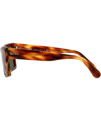 Rb2191f Inverness Low Bridge Fit Rectangular Sunglasses Striped Havana/Green $50.01 Rectangular