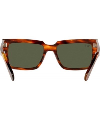 Rb2191f Inverness Low Bridge Fit Rectangular Sunglasses Striped Havana/Green $50.01 Rectangular