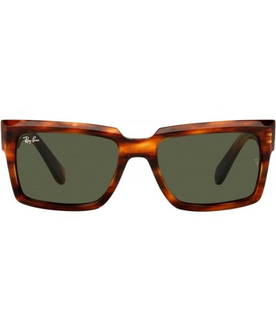 Rb2191f Inverness Low Bridge Fit Rectangular Sunglasses Striped Havana/Green $50.01 Rectangular