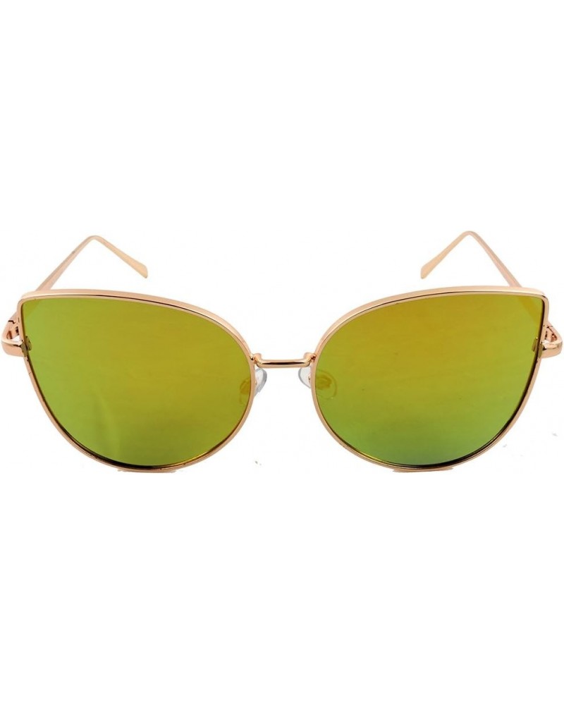 Women's Men's Polaroid SunglassesCats Eye Shape Metal Vintage Mirrored UV 400 Yellow Mirrored - Gold Frame $9.01 Designer