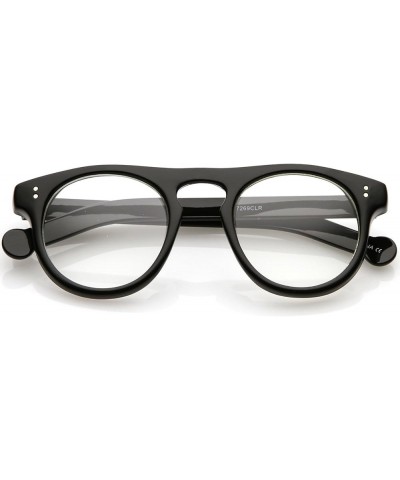 Classic Keyhole Nose Bridge Round Clear Lens Horn Rimmed Eye Glasses 47mm Black / Clear $9.11 Round