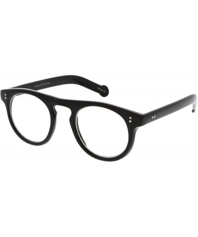 Classic Keyhole Nose Bridge Round Clear Lens Horn Rimmed Eye Glasses 47mm Black / Clear $9.11 Round