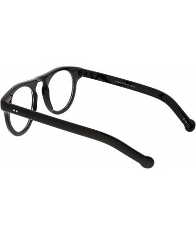 Classic Keyhole Nose Bridge Round Clear Lens Horn Rimmed Eye Glasses 47mm Black / Clear $9.11 Round