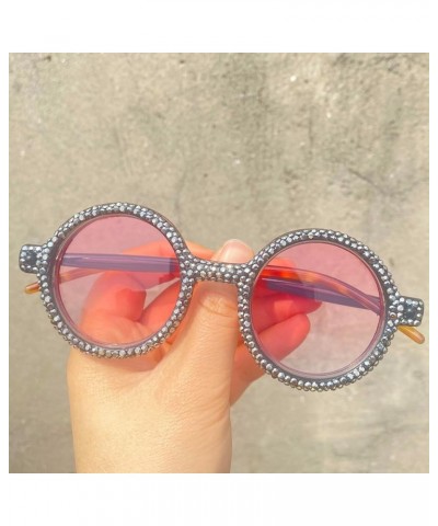 Fashion Diamond Round Sunglasses Women 2024 Vintage Rhinestone Sun Glasses Female Luxury Retro Small Punk Eyewear 2pcs-gray&b...